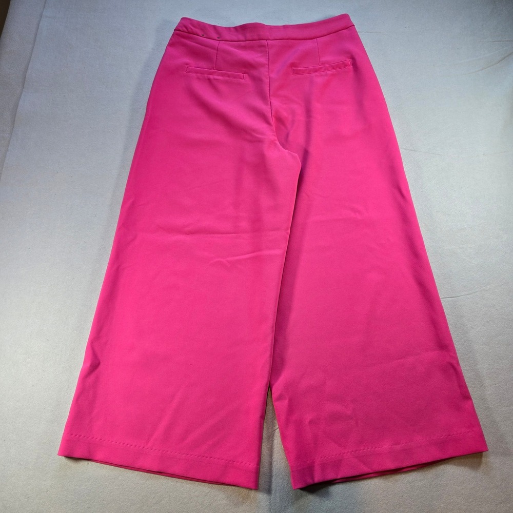 Meg & Margot Barbie Pink Wide Leg Cropped Pants High Rise Stretch Trousers | M